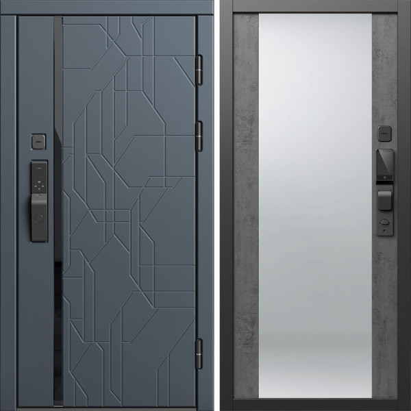 Входная дверь Termo-Door Смарт Сплит Графит - Зеркало бетон темный