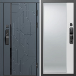 Входная дверь Termo-Door Смарт Сплит Графит - Зеркало Фацет Белый софт