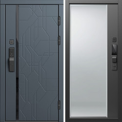 Входная дверь Termo-Door Смарт Сплит Графит - Зеркало Фацет Черный кварц