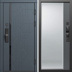 Входная дверь Termo-Door Смарт Сплит Графит - Зеркало Фацет Grey софт