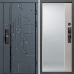 Входная дверь Termo-Door Смарт Сплит Графит - Зеркало Фацет Капучино