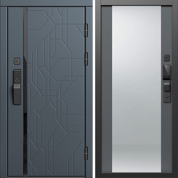 Входная дверь Termo-Door Смарт Сплит Графит - Зеркало Grey Софт