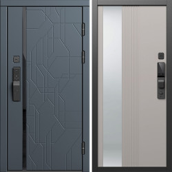 Входная дверь Termo-Door Смарт Сплит Графит - Зеркало Люмис Капучино