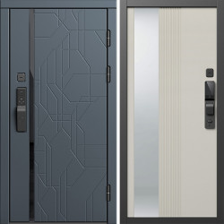 Входная дверь Termo-Door Смарт Сплит Графит - Зеркало Люмис Соновая Кость