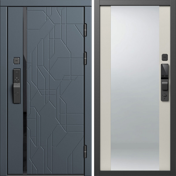 Входная дверь Termo-Door Смарт Сплит Графит - Зеркало Слоновая кость