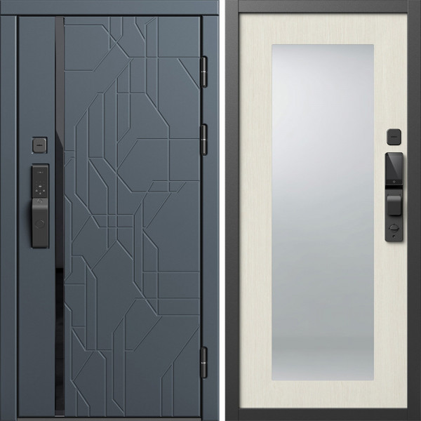 Входная дверь Termo-Door Смарт Сплит Графит - Зеркало Триумф лиственница
