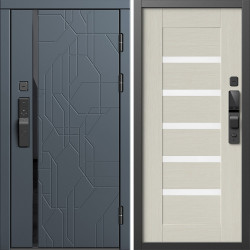 Входная дверь Termo-Door Смарт Сплит Графит - Зеркало Триумф Царга лиственница 4500 / 5500