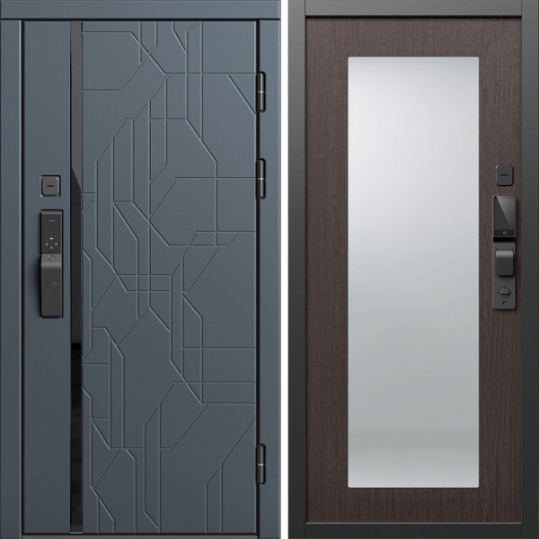 Входная дверь Termo-Door Смарт Сплит Графит - Зеркало Триумф венге