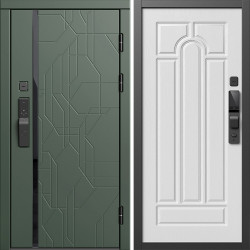 Входная дверь Termo-Door Смарт Сплит Грин - Арка белое дерево