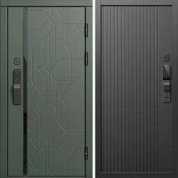 Входная дверь Termo-Door Смарт Сплит Грин - Флэт Черный кварц