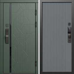 Входная дверь Termo-Door Смарт Сплит Грин - Флэт Grey софт