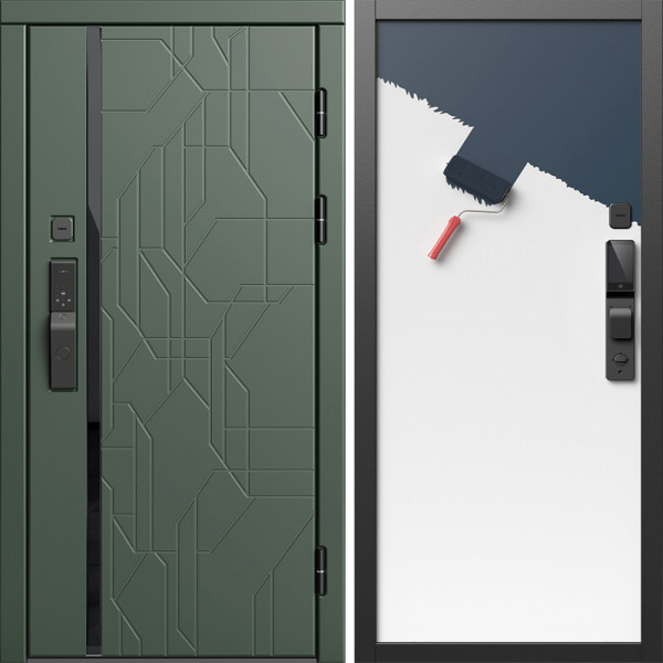 Входная дверь Termo-Door Смарт Сплит Грин - Гладкая Панель Под Покраску (грунт)
