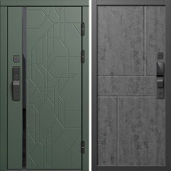 Входная дверь Termo-Door Смарт Сплит Грин - Горизонт бетон темный
