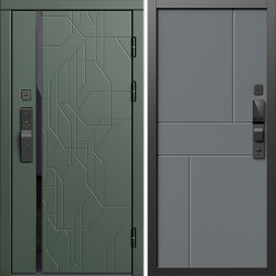 Входная дверь Termo-Door Смарт Сплит Грин - Горизонт Grey софт