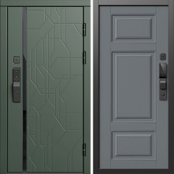 Входная дверь Termo-Door Смарт Сплит Грин - Лион Grey софт