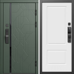 Входная дверь Termo-Door Смарт Сплит Грин - Нео Классика Белый Софт