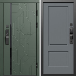 Входная дверь Termo-Door Смарт Сплит Грин - Нео Классика Грей Софт