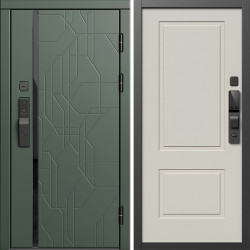Входная дверь Termo-Door Смарт Сплит Грин - Нео Классика Слоновая Кость
