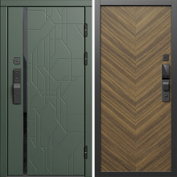 Входная дверь Termo-Door Смарт Сплит Грин - Плаза Елочка Орех