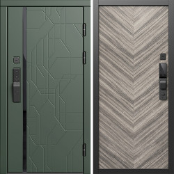 Входная дверь Termo-Door Смарт Сплит Грин - Плаза Елочка Серая