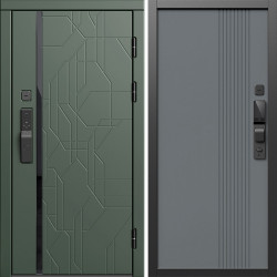 Входная дверь Termo-Door Смарт Сплит Грин - Страйп Грей Софт