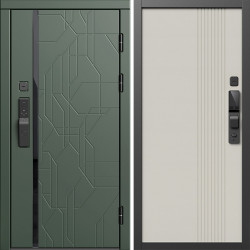 Входная дверь Termo-Door Смарт Сплит Грин - Страйп Слоновая Кость