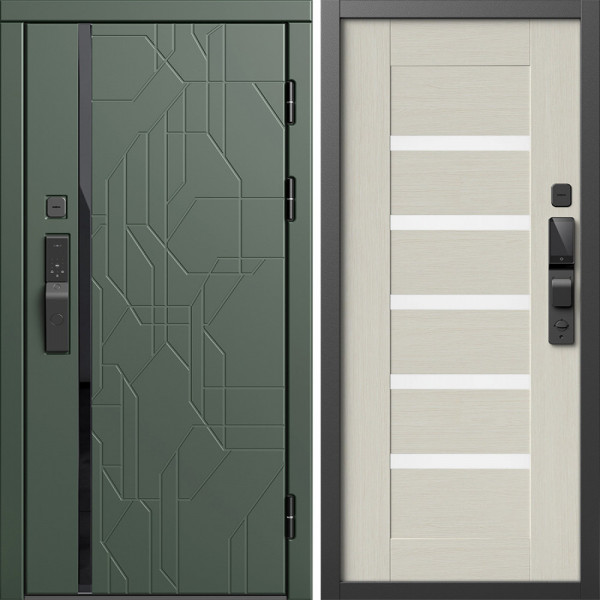 Входная дверь Termo-Door Смарт Сплит Грин - Царга лиственница