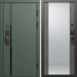 Входная дверь Termo-Door Смарт Сплит Грин - Зеркало бетон темный