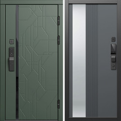 Входная дверь Termo-Door Смарт Сплит Грин - Зеркало Люмис Грей Софт