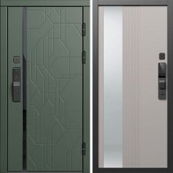 Входная дверь Termo-Door Смарт Сплит Грин - Зеркало Люмис Капучино