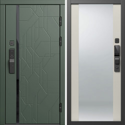 Входная дверь Termo-Door Смарт Сплит Грин - Зеркало Слоновая кость
