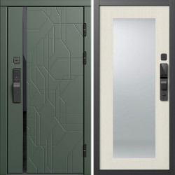 Входная дверь Termo-Door Смарт Сплит Грин - Зеркало Триумф лиственница