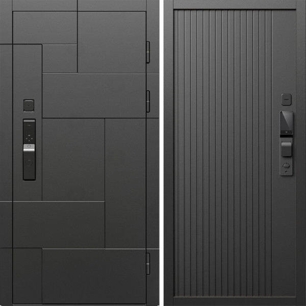 Входная дверь Termo-Door Смарт Тетрис Блэк - Флэт Черный кварц