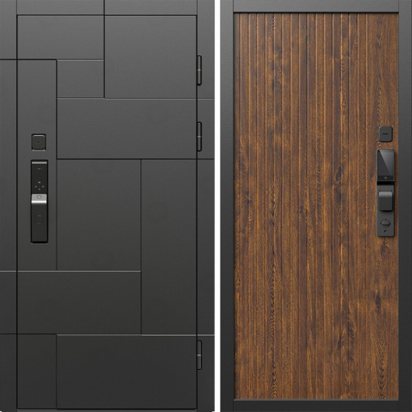 Входная дверь Termo-Door Смарт Тетрис Блэк - Флэт Дуб