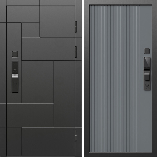Входная дверь Termo-Door Смарт Тетрис Блэк - Флэт Grey софт