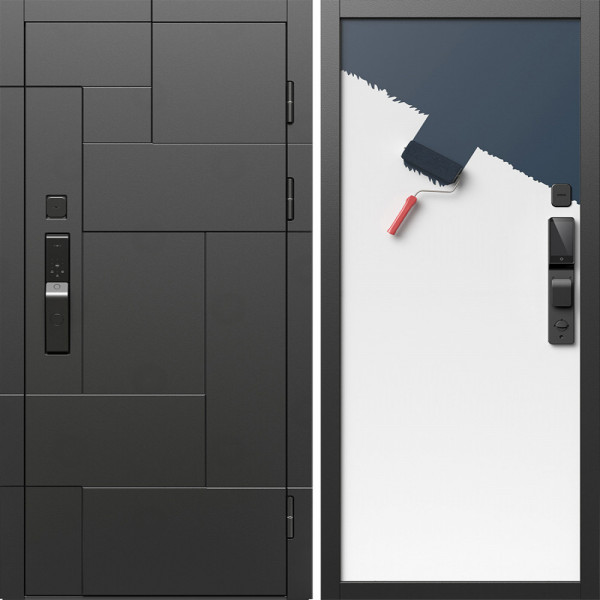 Входная дверь Termo-Door Смарт Тетрис Блэк - Гладкая Панель Под Покраску (грунт)