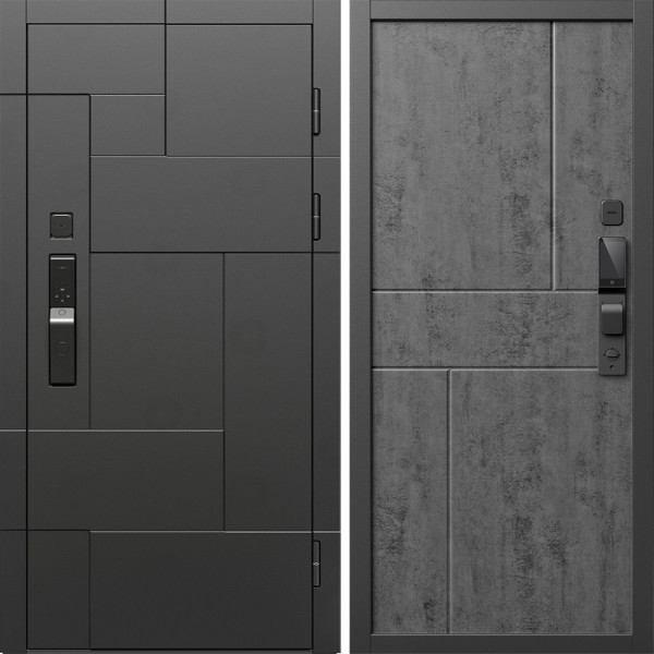 Входная дверь Termo-Door Смарт Тетрис Блэк - Горизонт бетон темный
