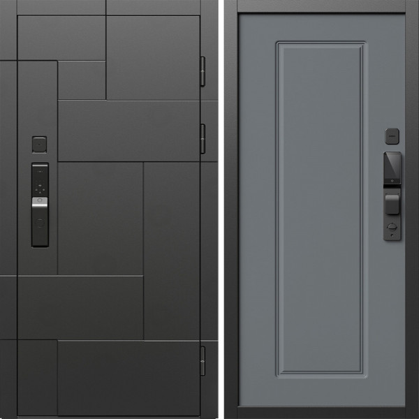 Входная дверь Termo-Door Смарт Тетрис Блэк - Гранд Grey софт