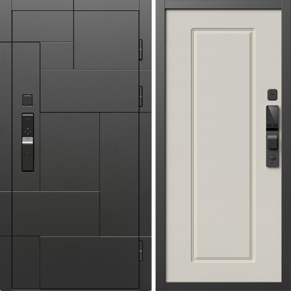 Входная дверь Termo-Door Смарт Тетрис Блэк - Гранд Слоновая кость