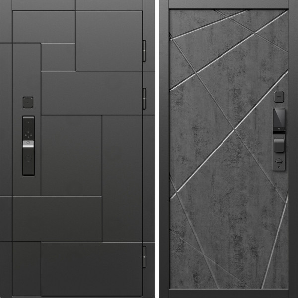 Входная дверь Termo-Door Смарт Тетрис Блэк - Лучи бетон темный