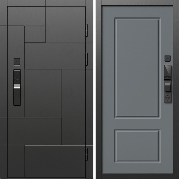 Входная дверь Termo-Door Смарт Тетрис Блэк - Марсель Grey софт