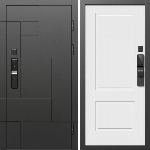 Входная дверь Termo-Door Смарт Тетрис Блэк - Нео Классика Белый Софт