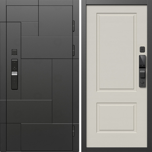 Входная дверь Termo-Door Смарт Тетрис Блэк - Нео Классика Слоновая Кость