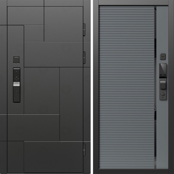 Входная дверь Termo-Door Смарт Тетрис Блэк - Порте Grey софт