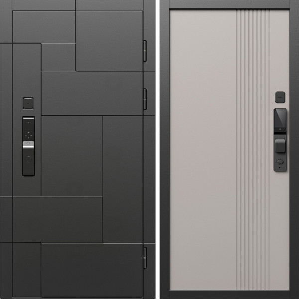 Входная дверь Termo-Door Смарт Тетрис Блэк - Страйп Капучино