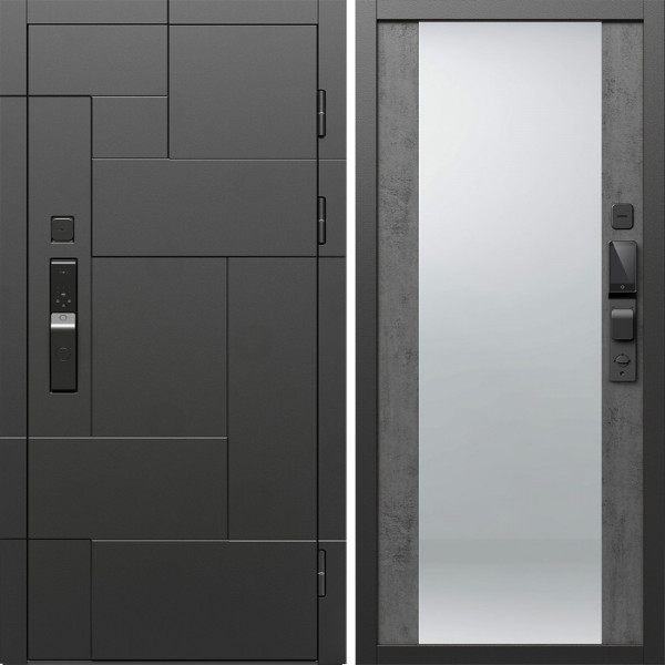 Входная дверь Termo-Door Смарт Тетрис Блэк - Зеркало бетон темный