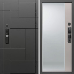 Входная дверь Termo-Door Смарт Тетрис Блэк - Зеркало Фацет Капучино