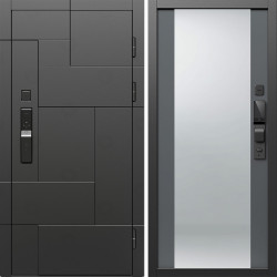 Входная дверь Termo-Door Смарт Тетрис Блэк - Зеркало Grey Софт