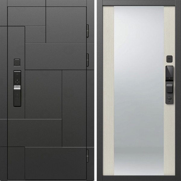 Входная дверь Termo-Door Смарт Тетрис Блэк - Зеркало лиственница