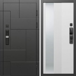 Входная дверь Termo-Door Смарт Тетрис Блэк - Зеркало Люмис Белый Софт